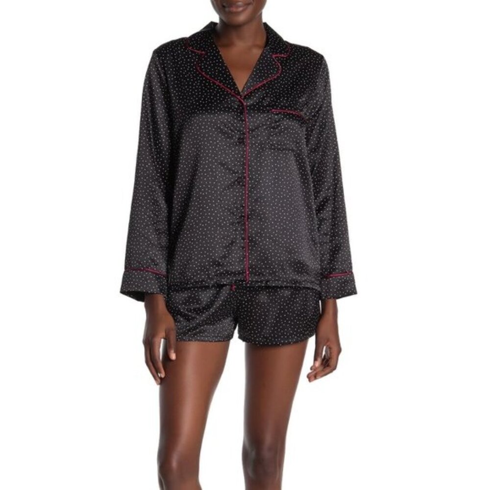 In Bloom by Jonquil Polka Dot Satin Shirt Pajamas